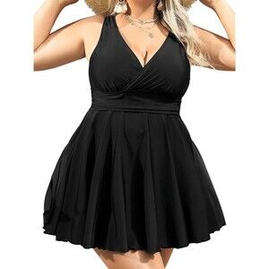 Angel Season Plus Size Swimsuit for Women 2 Piece Tankini, Black, 4XL